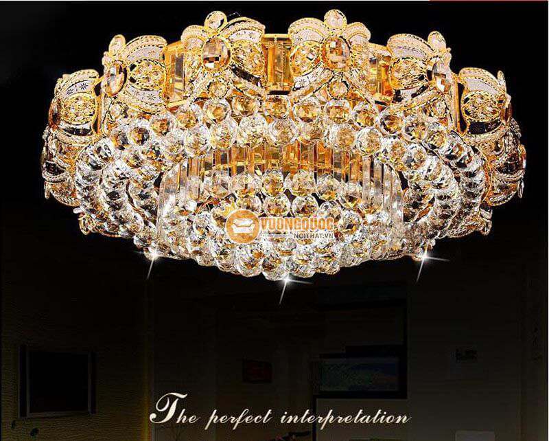 Đèn ốp trần pha lê thiết kế cầu kỳ trang trí phòng khách CM270-2